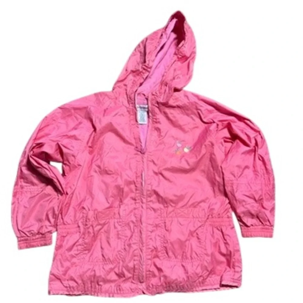 VTG Gymboree Girls Pink Hooded Windbreaker Jacket XXL 100% Nylon Cotton Lining